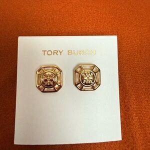 Tory Burch Gold Logo Stud Earrings